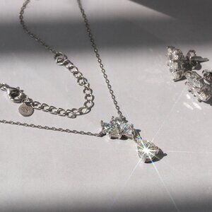 Dewdrop Brilliance Pendant Necklace | 2.5 CT CZ Cluster in Sterling Silver